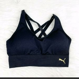 Women's PUMA Large Strappy Sports Bra Removable Cups Seamless Sport Stretch